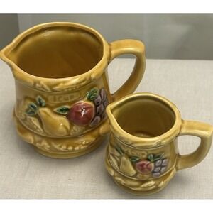 Vintage Japan Fruit Measuring Pitchers Set 1 Cup‎ & 1/4 Cup Ceramic Creamers